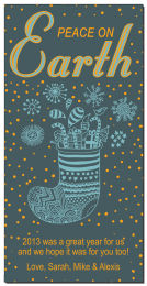 Peace on Earth Holiday Dotted Stockings Christmas Card w-Envelope 4